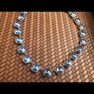 Silver Round “Blue Topaz” Station Necklace